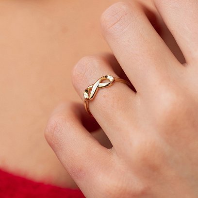 Каблучка "Нескінченність" у жовтому золоті к08065 №4