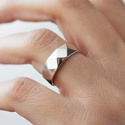 Серебряное кольцо "Ромбы" 7097 №4