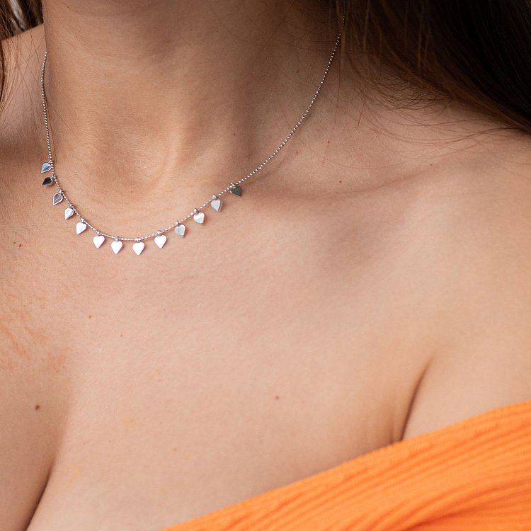 Золотое колье с сердечками кол01396 от ювелирного магазина Оникс - 4