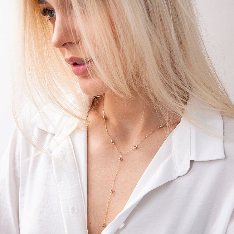 Колье "Шарики" в желтом золоте кол01909 от ювелирного магазина Оникс - 4