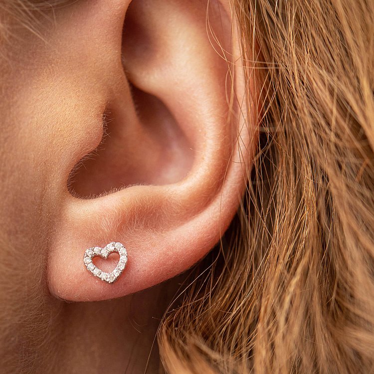 Золотые серьги - пусеты "Сердечки" с бриллиантами сб0470ch от ювелирного магазина Оникс - 3