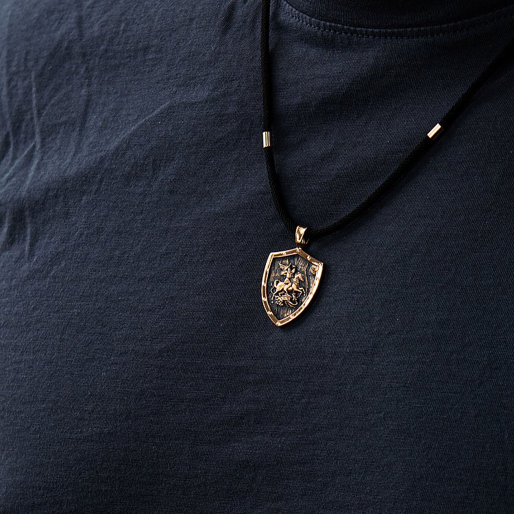 Золотой кулон "Георгий Победоносец" п03808 от ювелирного магазина Оникс - 6