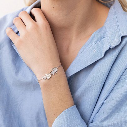 Браслет "Дві дівчинки" у білому золоті (можливе гравіювання) з2088б №2