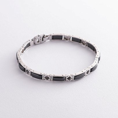 Чоловічий браслет зі срібла і кераміки ZANCAN KXB047-N №3