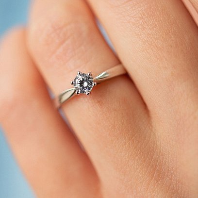 Заручальна каблучка з фіанітом (біле золото) к07171 №4