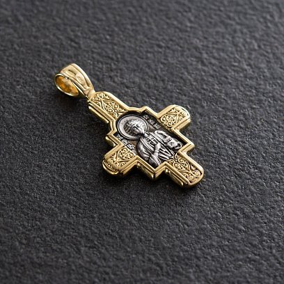 Срібний хрест з позолотою. ''Господь Вседержитель. Великомученик Пантелеймон Цілитель " 132463 №5