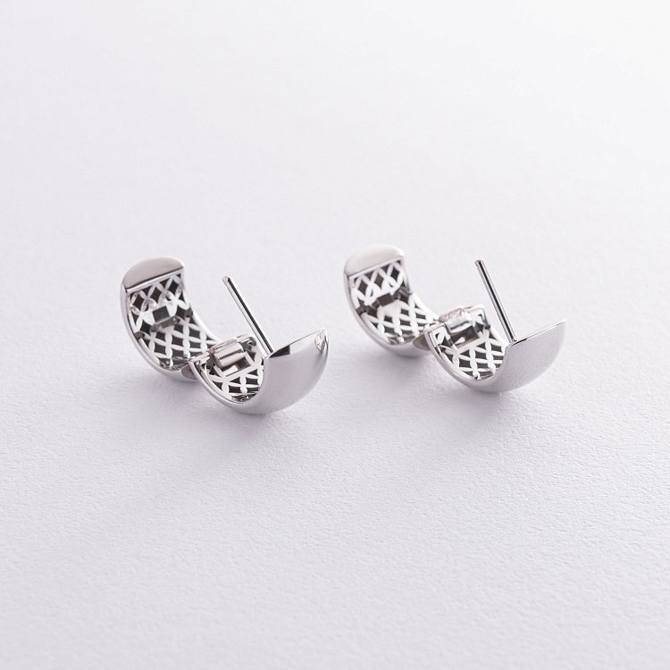 Сережки - кільця в білому золоті с07050 від ювелірного магазину Онікс - 5