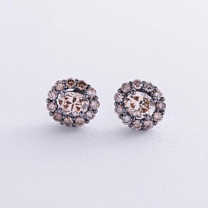 Золоті сережки - пусети з діамантами сб0491cha №3