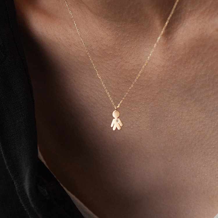 Колье "Мальчик" в желтом золоте (фианит) кол02198 от ювелирного магазина Оникс - 4