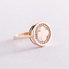 Кольцо "Клевер" в желтом золоте (белые фианиты) к06937 от ювелирного магазина Оникс
