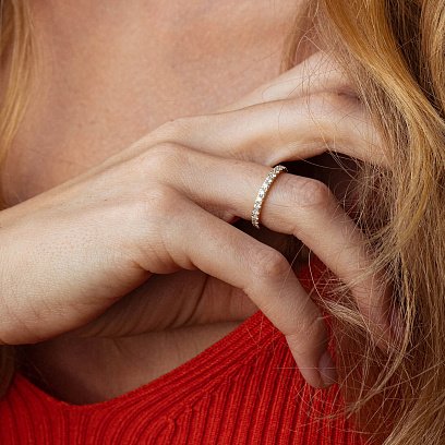 Каблучка з доріжкою діамантів (жовте золото) 238181621 №4