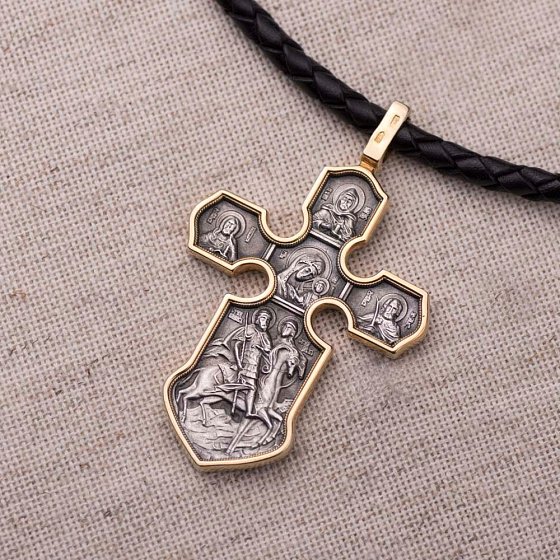 Православный крест "Распятие. Казанская икона Божией Матери с предстоящими святыми" 131464 №2