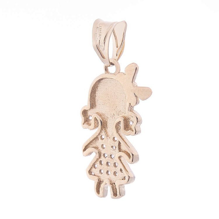 Золотая подвеска "Девочка" с фианитами п03222 от ювелирного магазина Оникс - 1