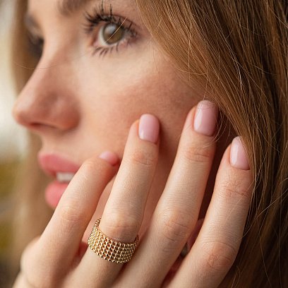 Кольцо "Рейчел" с шариками (желтое золото) к07333 №12