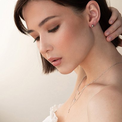 Сережки - пусети "Кульки" в білому золоті (6 мм) с07490 №8