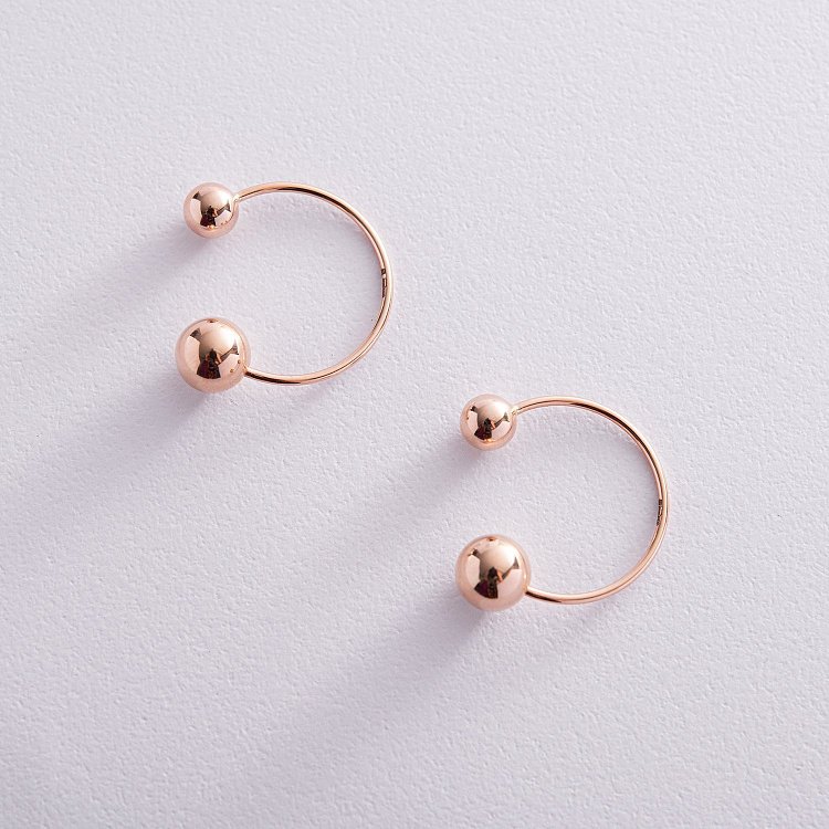 Серьги "Хельга" с шариками (красное золото) с08234 от ювелирного магазина Оникс