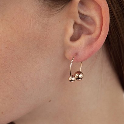 Серьги "Хельга" с шариками (красное золото) с08234 №4