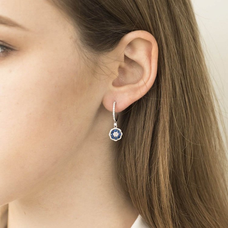 Золотые серьги (синий сапфир, бриллиант) сб0192gl от ювелирного магазина Оникс - 2