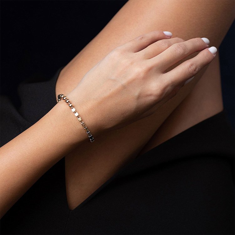 Золотой браслет "Кубики - шарики" б04537 от ювелирного магазина Оникс - 1