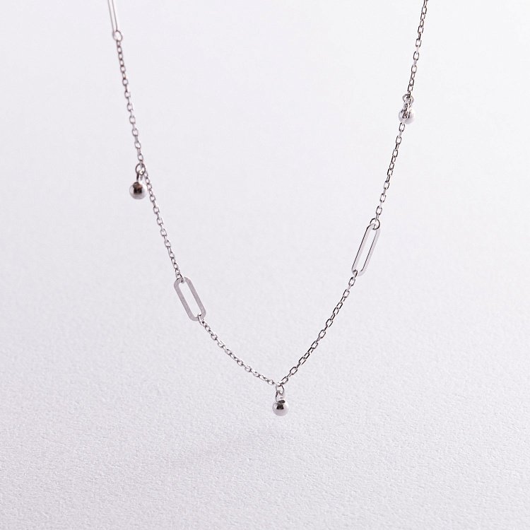 Кольє з кульками у білому золоті кол02385 від ювелірного магазину Онікс - 5