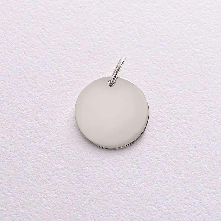 Кулон для гравіювання в білому золоті (14 мм) п03519 від ювелірного магазину Онікс