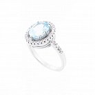 Срібний перстень з блакитним топазом і фіанітами 111453 от ювелирного магазина Оникс
