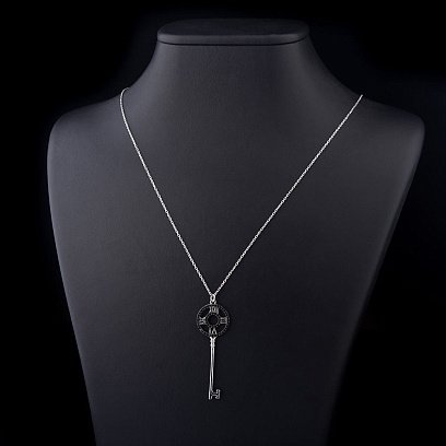 Серебряное колье "Ключик" с черными фианитами 18474 №2