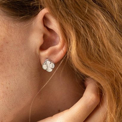 Сережки "Конюшина" на англійській застібці с06363 №2