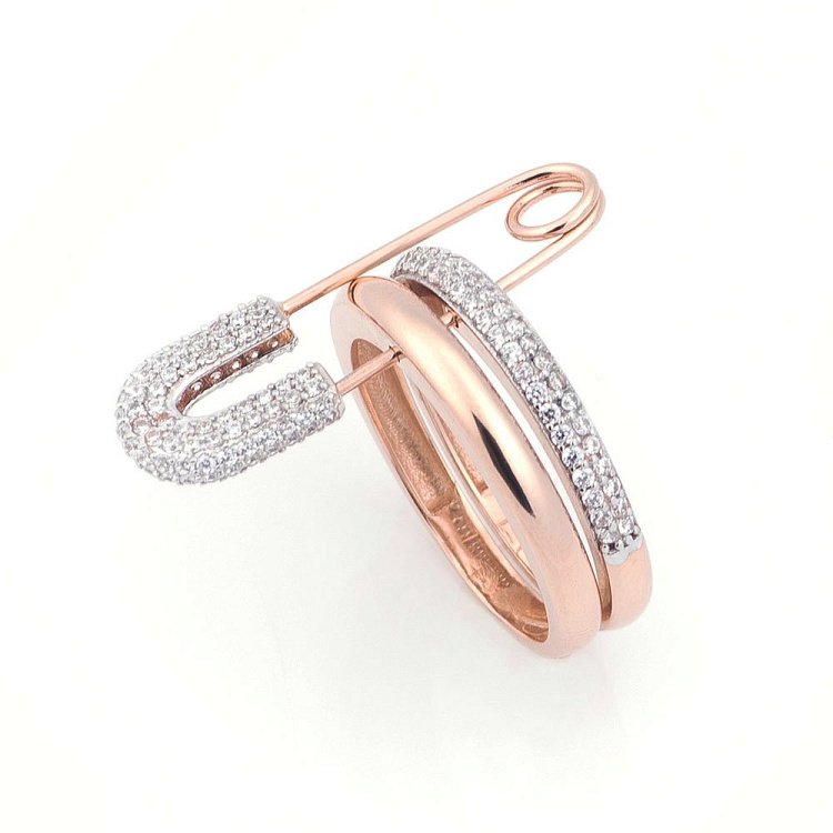 Золотое кольцо "Булавка" (фианиты) к05314 Золотое кольцо "Булавка" (фианиты) к05314 от ювелирного магазина Оникс