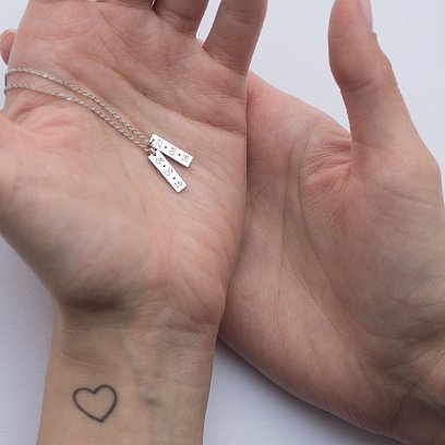 Серебряное колье "Символ" с гравировкой (двойное) 18981 №5