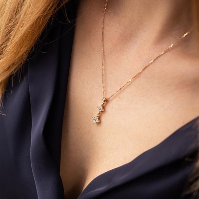 Золотое колье "Клевер" с бриллиантами 723013121 №2