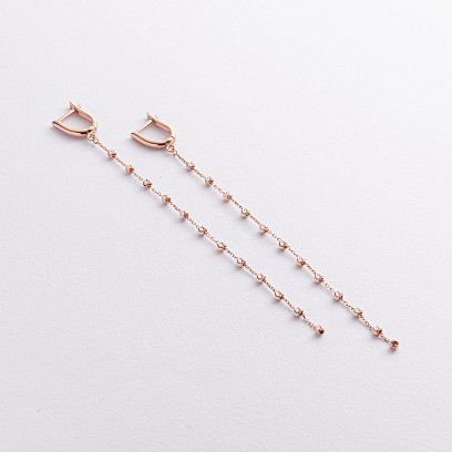 Серьги "Шарики на цепочке" (красное золото) с09372