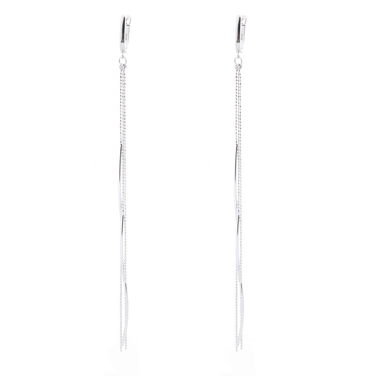 Серебряные серьги без камней 122235 от ювелирного магазина Оникс - 1