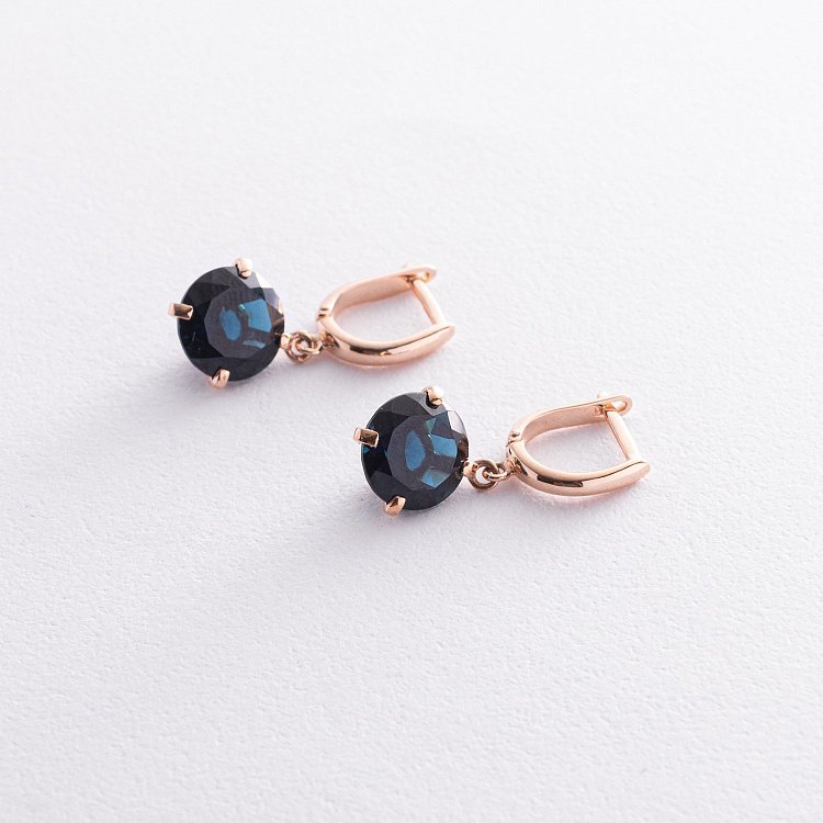 Золотые серьги "Влечение" с синт. топазом с08573 от ювелирного магазина Оникс - 2