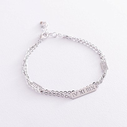 Браслет "Римські цифри" в білому золоті б04524