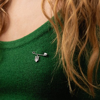 Серебряная булавка "Герб Украины - Тризуб" 21055 №6