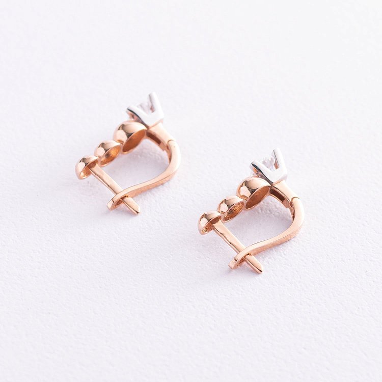 Золотые серьги с фианитами с04952 от ювелирного магазина Оникс - 1