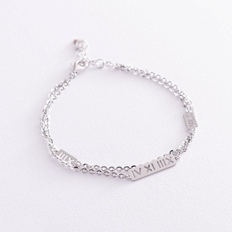 Браслет "Римські цифри" в білому золоті б04524 від ювелірного магазину Онікс