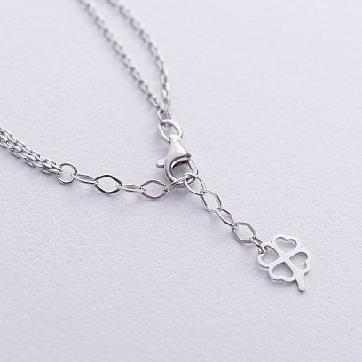 Срібний браслет "Конюшина" з перламутром 141697 №5