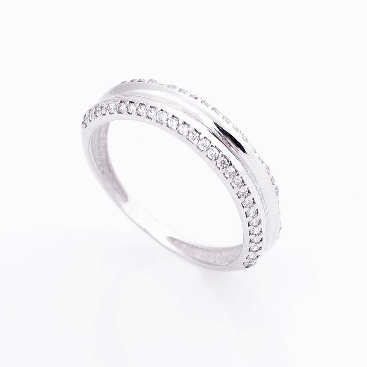 Золота каблучка з фіанітами к05050 від ювелірного магазину Онікс