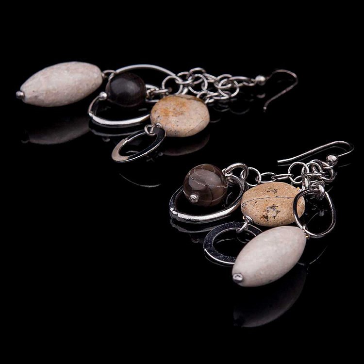 Серьги с агатом 191с11 - 1 Серьги с агатом 191с11 от ювелирного магазина Оникс - 1