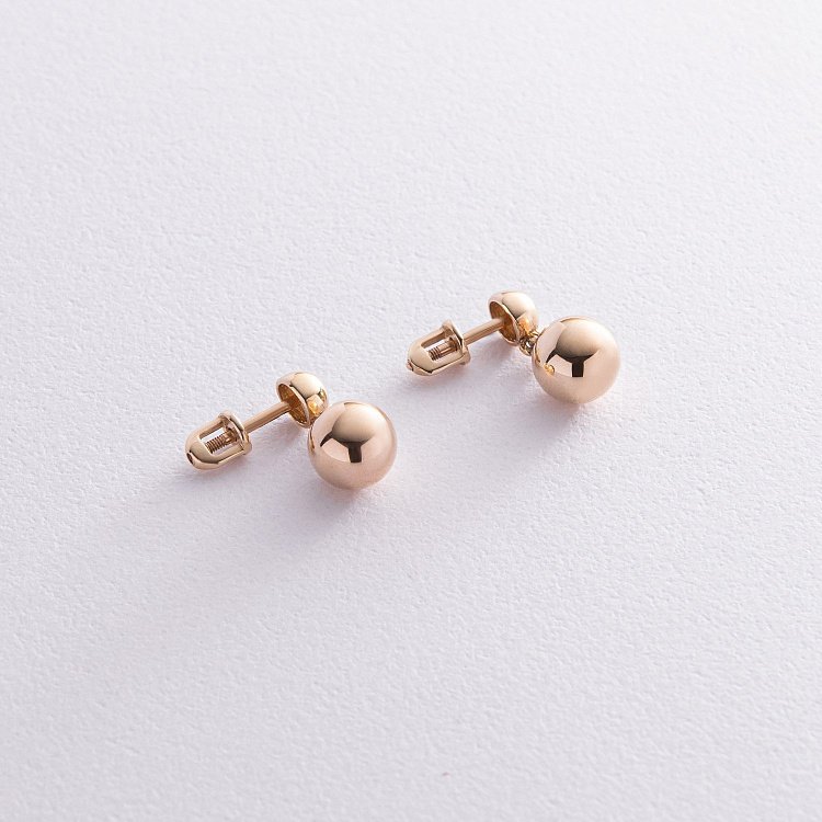 Серьги - пусеты "Margo" с шариками (желтое золото) с08241 от ювелирного магазина Оникс - 4