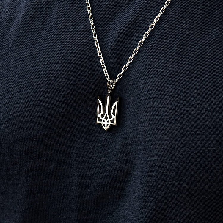 Серебряный кулон "Герб Украины - Тризуб" с эбеновым деревом 959 от ювелирного магазина Оникс - 10