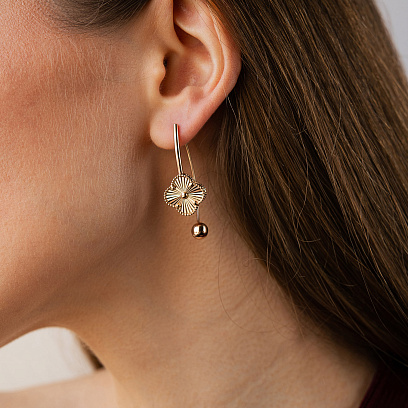 Серьги "Клевер" в красном золоте с09708 №5