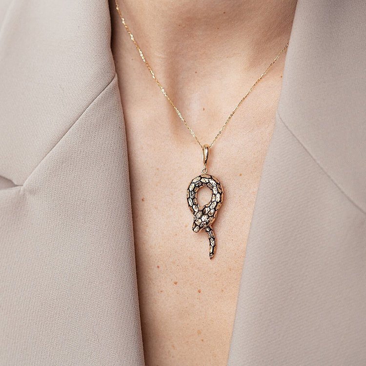 Золотий кулон "Змія" (емаль) п03632 від ювелірного магазину Онікс - 4