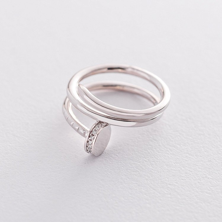 Срібний перстень "Цвях" з фіанітами 112196 Срібний перстень "Цвях" з фіанітами 112196 від ювелірного магазину Онікс