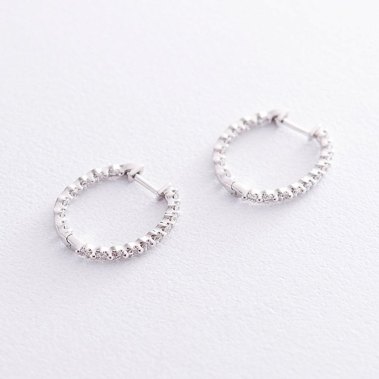 Золоті сережки-колечка (діамант) сб0261sl від ювелірного магазину Онікс - 2