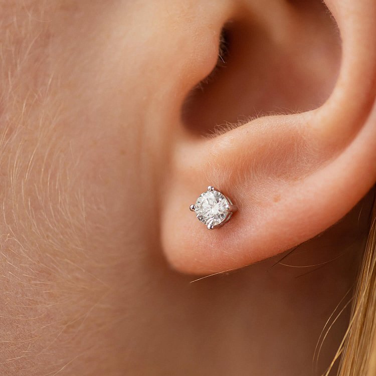 Сережки - пусети з діамантами (біле золото) 331401121 від ювелірного магазину Онікс - 3