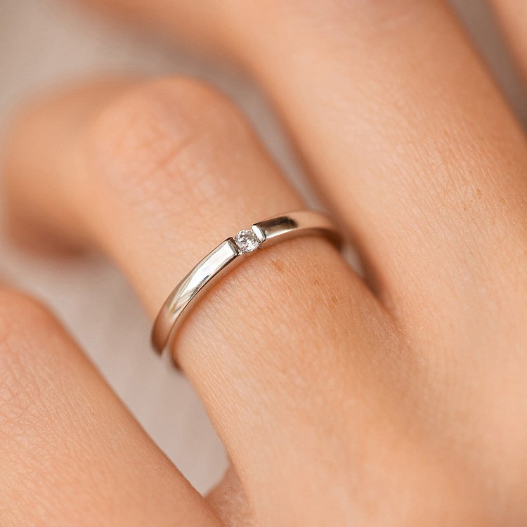 Помолвочное золотое кольцо с фианитом к08160 от ювелирного магазина Оникс - 3