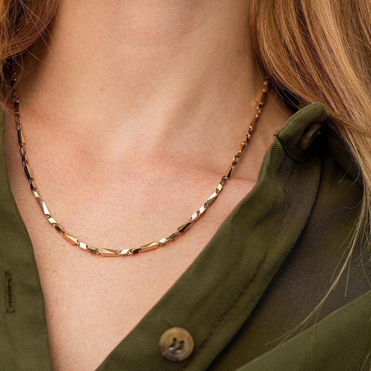 Фантазийная цепочка в желтом золоте ц00473 от ювелирного магазина Оникс - 3